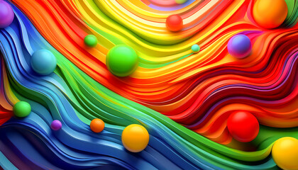 Colorful, sphere, curve, sculpture, 3D, bright, fun, enjoy, wave, wallpaper, art, design, illustration