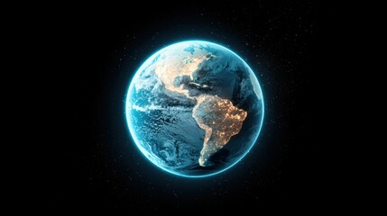 Fototapeta premium A satellite image of Earth with a visible layer of pollution, highlighting the impact of human activity on the environment and the need for global solutions.
