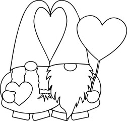 Cute Couple Heart Gnomes Vector / SVG