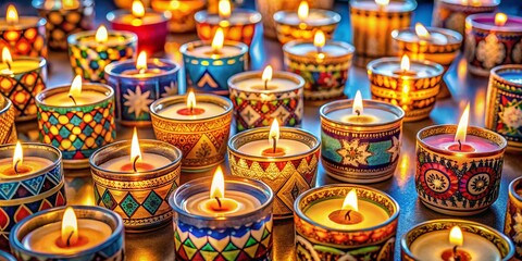 Fototapeta premium Elegant Yom Kippur Candle Design for Holiday Reflection - Aerial Drone Photography of Serene Candlelit Atmosphere, Spiritual Symbolism, and Peaceful Holiday Decor