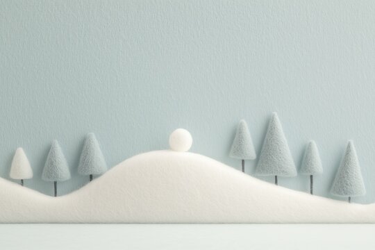 Paisagem natalina em miniatura com Papai Noel, renas e pinheiros cobertos de neve, estilo l&uacute;dico e colorido, criado por IA generativa.