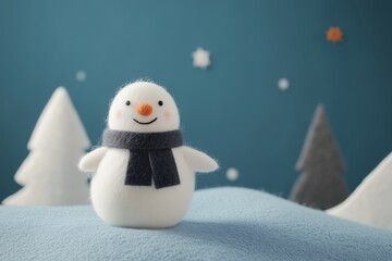 Obraz premium Paisagem natalina em miniatura com Papai Noel, renas e pinheiros cobertos de neve, estilo lúdico e colorido, criado por IA generativa.