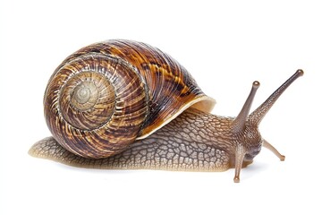 Achatina fulica, giant snail on a white background