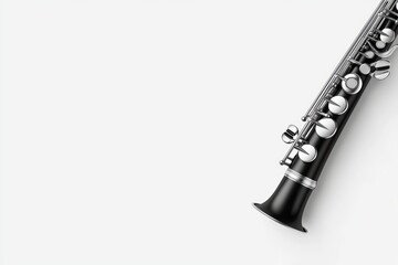 Clarinet on a white isolated background, ideal for music and instrument themes.