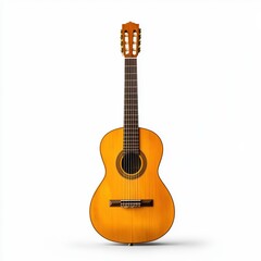 Obraz premium Classic acoustic guitar, displayed on a white isolated background.