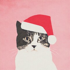 Festive Cat in Santa Hat