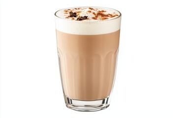 Delicious creamy coffee in a glass with frothy topping, perfect for dessert or a morning treat.