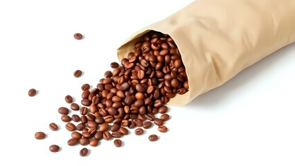 Obraz premium Coffee Beans Bag on White Background