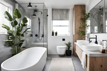 Modern and calming shower room or home bathroom