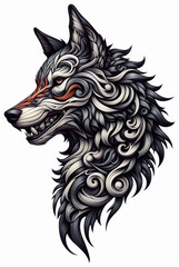 Obraz premium TRIBAL TATOO トライバル タトゥ 狼 wolf