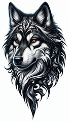 Fototapeta premium TRIBAL TATOO トライバル タトゥ 狼 wolf