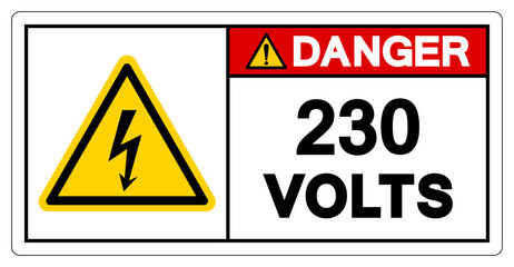 Danger 230 Volts Tag Symbol Sign,Vector Illustration, Isolate On White Background Label. EPS10