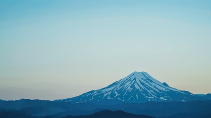 Generative AI, Minimalist Mountain Landscape with Soft Pastel Blue Background