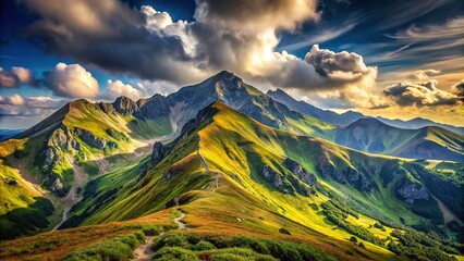 Breathtaking Brestova Peak in Slovak Western Tatras with High Depth of Field