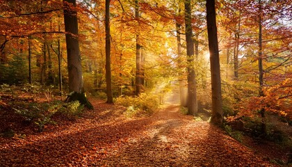 Obraz premium Golden Autumn Trail