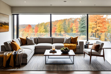 Fototapeta premium modern living room with fireplace