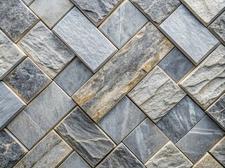 Gray Stone Tiles Diagonal Layout on Stone Wall - Perfect Background for Design Projects and Text Overlay