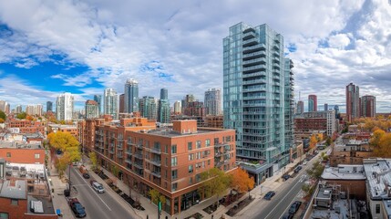 Naklejka premium Urban Panoramic View of Mixed-Use Developments