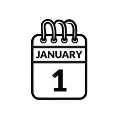 January 1 Calendar icon vector illustration.