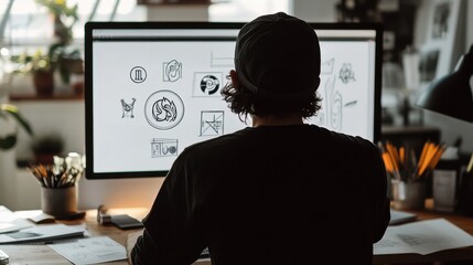 Graphic Designer's Workspace - Brainstorming Session