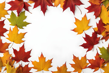 autumn leaves background, red and yellow stars, maple leaves isolated on white