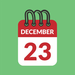 December 23 Calendar icon vector illustration.