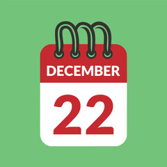 December 22 Calendar icon vector illustration.
