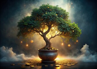 Low Light Tree with Treasure - A Mystical Painting