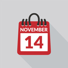 November 14 Calendar icon vector illustration.