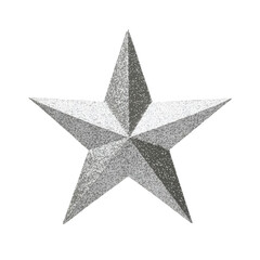 Obraz premium Christmas star in glittery silver, isolated on solid white background, , transparent background