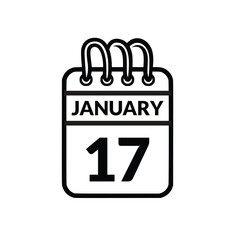 January 17 Calendar icon vector illustration.
