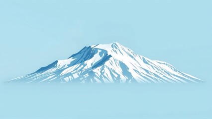Generative AI, Minimalist Mountain Landscape with Soft Pastel Blue Background