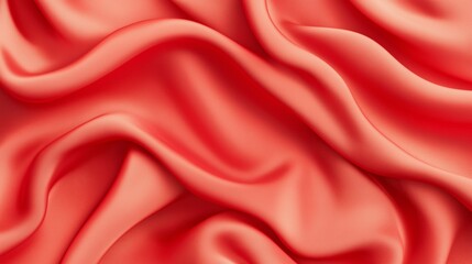 Obraz premium Textured coral fabric drapes softly in natural light, showcasing intricate folds and a luxurious feel, perfect for textile design inspiration.