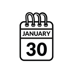 January 30 Calendar icon vector illustration.
