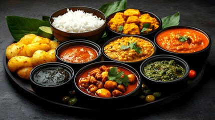 Indian Cuisine Platter Illustration