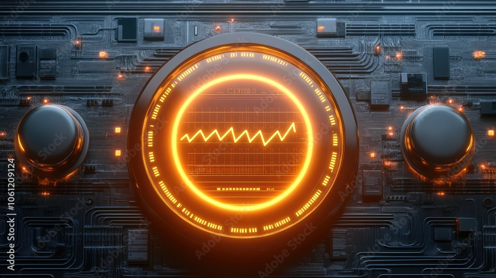 Poster abstract futuristic interface with waveform display