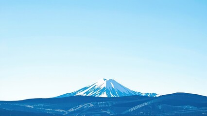 Generative AI, Minimalist Mountain Landscape with Soft Pastel Blue Background