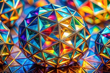 Intricate Geometric Patterns and Light Refractions on Reflective Surfaces in Artistic Display for Macro Photography
