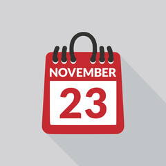 November 23 Calendar icon vector illustration.