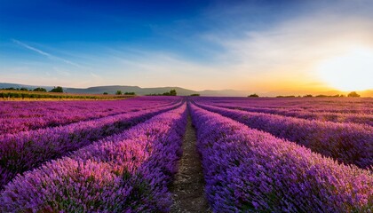 Fototapeta premium Purple Fields at Sunset