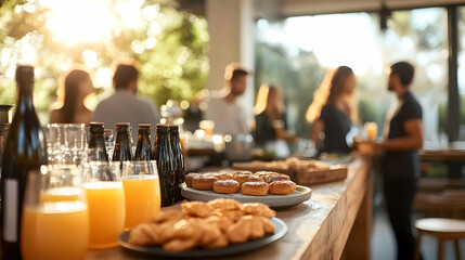 Sunlit Bar Counter With Snacks & Drinks Illustration