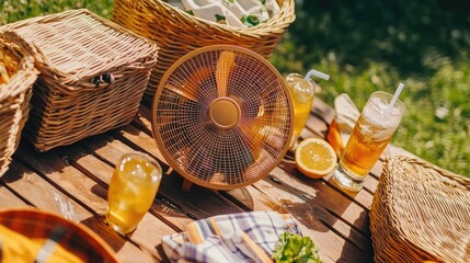 Summer Picnic with Refreshing Drinks and Sunlight