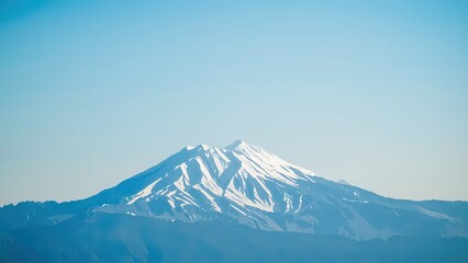 Generative AI, Minimalist Mountain Landscape with Soft Pastel Blue Background