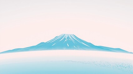 Fototapeta premium Generative AI, Minimalist Mountain Landscape with Soft Pastel Blue Background