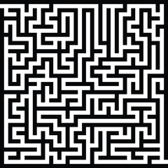 Black and white labyrinth pattern vector illustration for a challenging puzzle game design