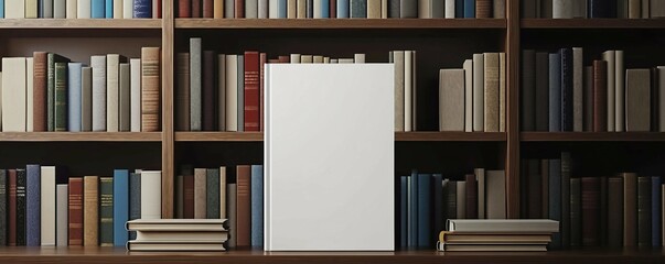 Design Your Brand with a Blank Book Cover Mockup Displayed in an Authentic Library Shelf Atmosphere