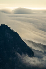 Close-up of the sea of ​​clouds at Huangshan Mountain.