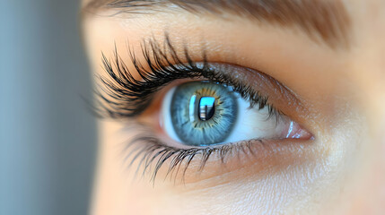 Close Up Of Blue Eye With Long Eyelashes - Realistic Image