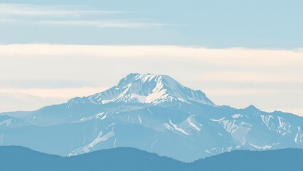 Fototapeta premium Generative AI, Minimalist Mountain Landscape with Soft Pastel Blue Background