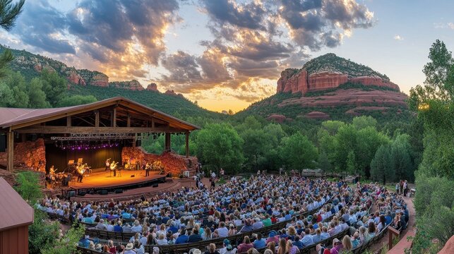 Stunning Sunset Over Outdoor Amphitheater in Sedona, Arizona